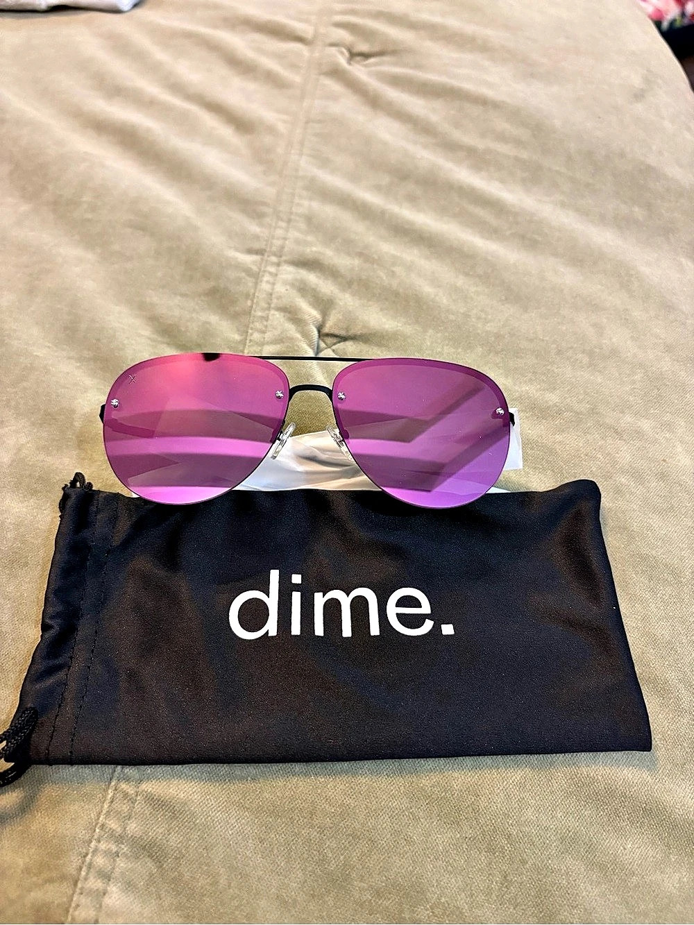 Dime Pink Aviator Sunglasses. New